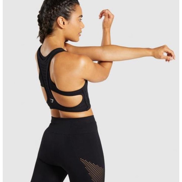 GYMSHARK FLAWLESS KNIT SPORTS BRA BLACK Small - Picture 2 of 10